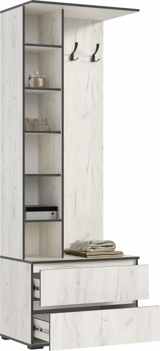 Норд Прихожая, композиция №3, Дуб крафт белый/Дуб крафт белый