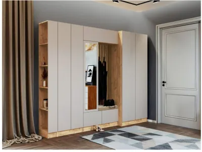 Модульная прихожая "Руэлла", композиция 1 - Крафт золотой/Кашемир