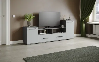 Тумба ТВ Парус-2, Графит серый/Серый камень