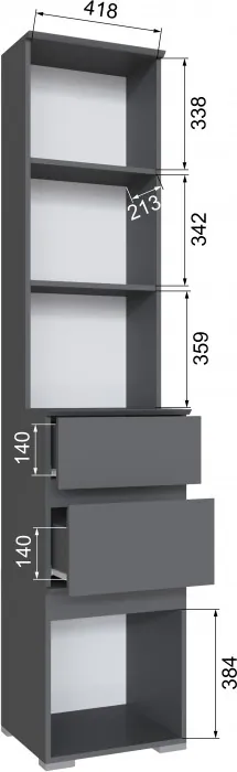 Плейона Тумба с ящиками графит серый