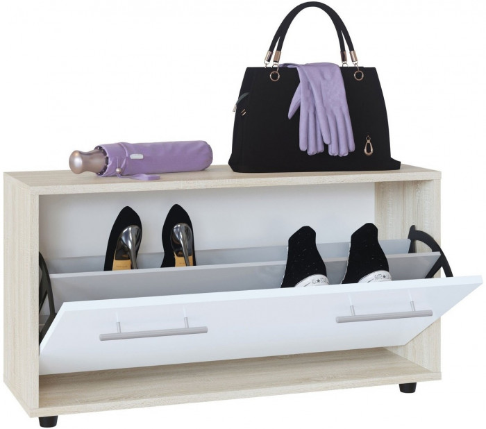 Тумба под обувь в прихожую ТП-3, сонома/белый