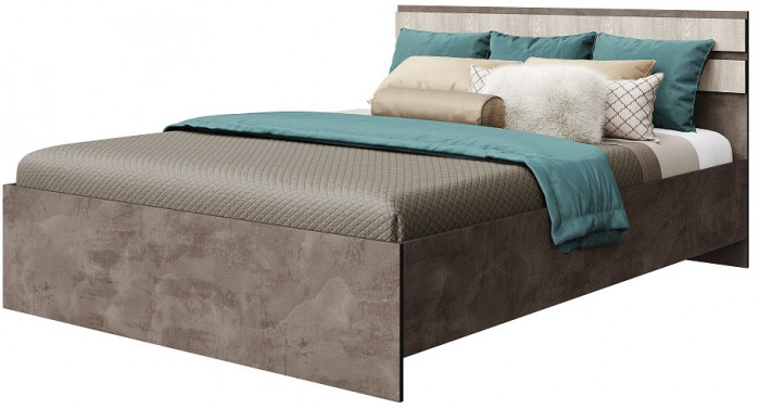 Кровать двуспальная 160х200 с щитовым основанием "Лондон" - Оникс/Бетон пайн светлый