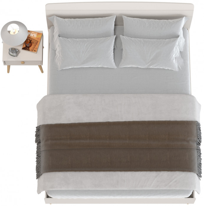 Афина Спальня Кровать 1600 + Тумба прикроватная, цвет кашемир серый, ШхГхВ 164,6х210,2х95,6 + 45х37х45 см., сп.м. 1600х2000 мм., б/м, основание есть