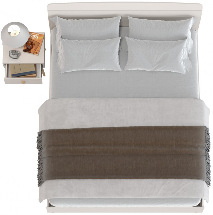 Афина Спальня Кровать 1600 + Тумба прикроватная, цвет кашемир серый, ШхГхВ 164,6х210,2х95,6 + 45х37х45 см., сп.м. 1600х2000 мм., б/м, основание есть