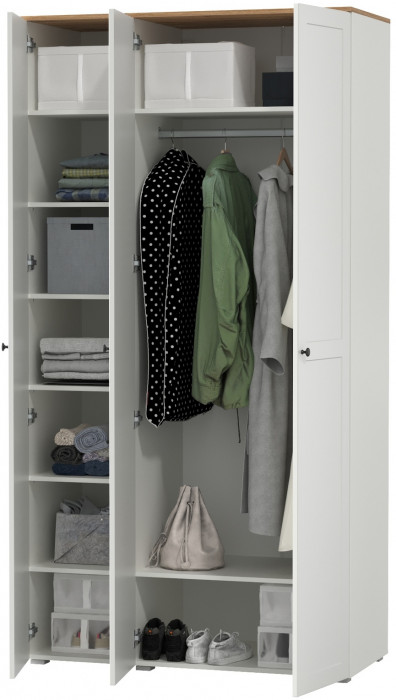 Остин Набор шкафов 01, цвет белый шагрень/дуб крафт золотой, ШхГхВ 120х54,3х229,6 см., универсальная сборка