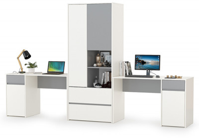 Торонто Компоновка № 17, цвет белый шагрень/стальной серый, ШхГхВ 320х53,1х195,7 см., универсальная сборка