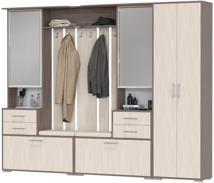 Прихожая Домино 3, бодега тёмный/бодега светлый