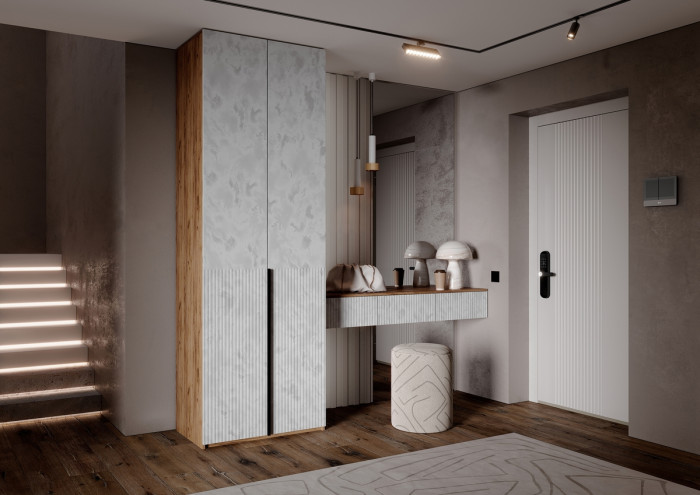 Тумба косметическая со шкафом 2х-ств Марвэл, Крафт золотой/Мальта