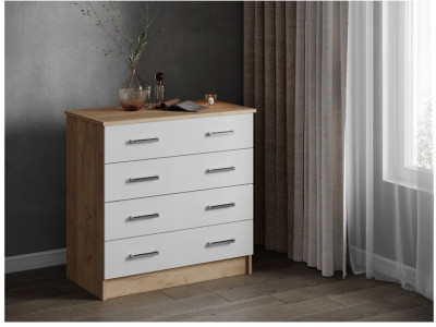 Комод Катрин-3 дуб крафт золотой/белый