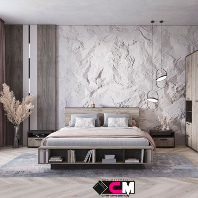 Эдинбург Тумба прикроватная ТБ-01 (0,502х0,350х0,350) железный камень/дуб крафт серый