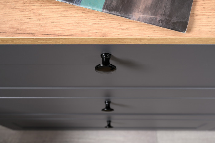 Остин 11.53 Кровать + ортопед + 13.336.03 Шкаф для одежды + 16.240 Комод, серый графит/дуб крафт золотой