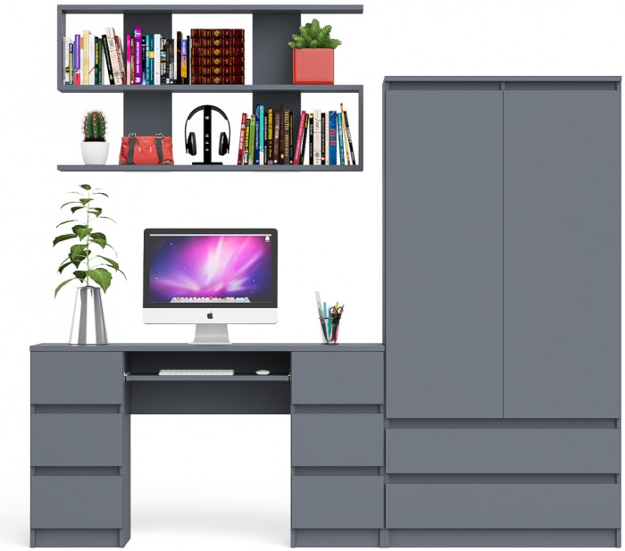 Мори компьютерный стол МС-2 + Шкаф МШ900.1 + Полка 1200, графит