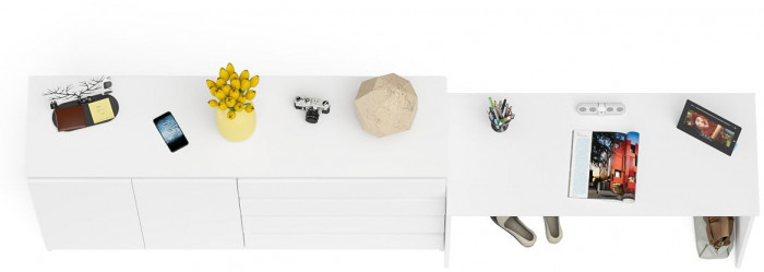 Мори письменный стол МСП1200.1 + Комод МК1600.1, белый