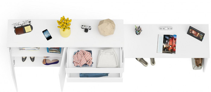 Мори письменный стол МСП1200.1 + Комод МК1600.1, белый