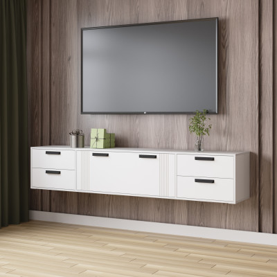 Тумба ТВ подвесная Парус-12, Белый/Белый снег