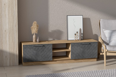 Тумба для ТВ-техники напольная "Иннэс-7", Крафт золотой/Бетон графит