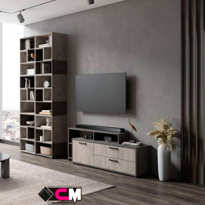 Эдинбург Тумба ТВ ТБ-02 (1,502х0,568х0,350) железный камень/дуб крафт серый