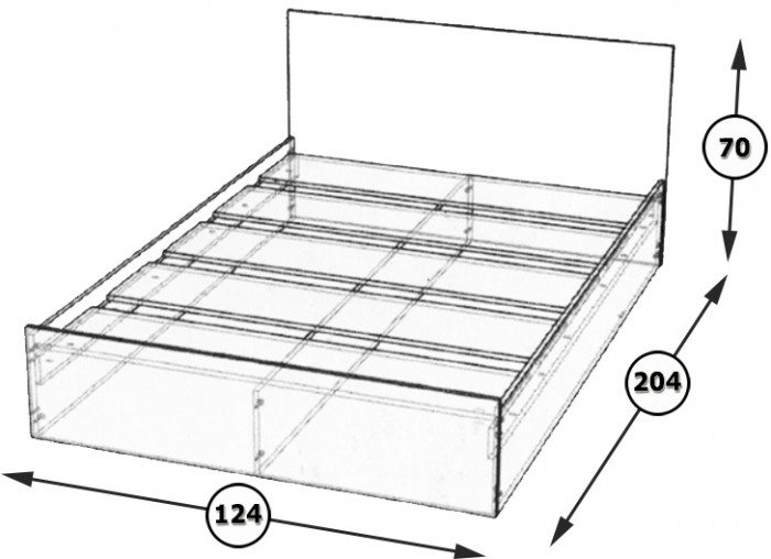 Стандарт Кровать 1200, цвет дуб сонома, ШхГхВ 123,5х203,5х70 см., сп.м. 1200х2000 мм., без матраса, основание есть