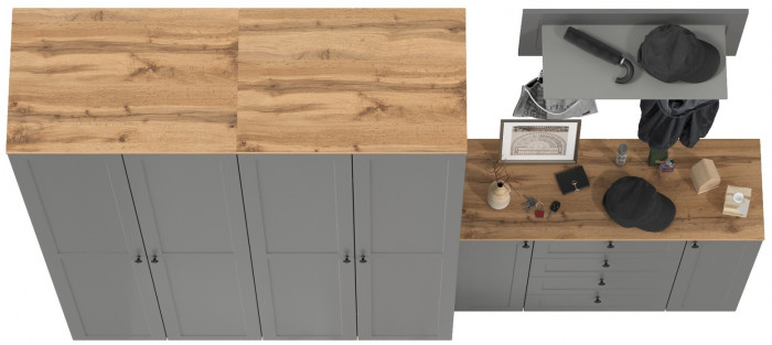 Остин Прихожая 27, серый графит/дуб крафт золотой