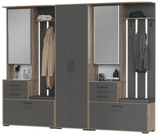 Прихожая Домино 3, дуб крафт табачный/графит