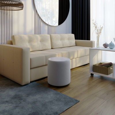 Пуф Пай, светло-серый/мдф холст белый