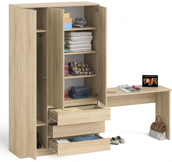 Мори письменный стол МСП1200.1 + Шкаф МШ1200.1, дуб сонома