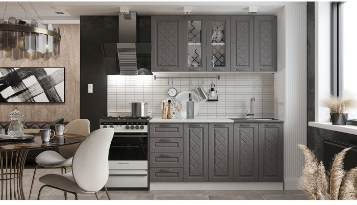 Кухня МДФ Агава 1600 (Акация белая, Белый)