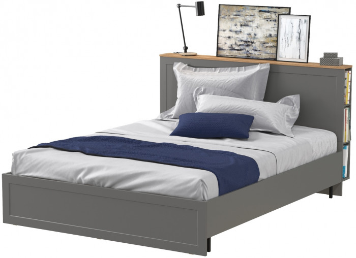 Остин 11.53 Кровать + ортопед, серый графит/дуб крафт золотой
