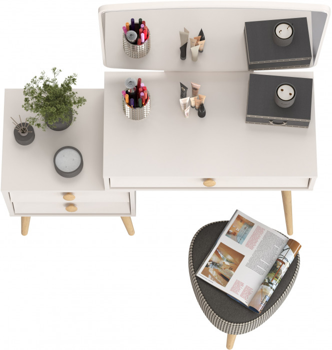 Афина Спальня 4-25901М1к.с. Трюмо + Банкетка 6-5134ТКчёр Ева, цвет кашемир серый/ткань чёрная, ШхГхВ 105х38,6х129 + 38х38х45 см., универс. сб.