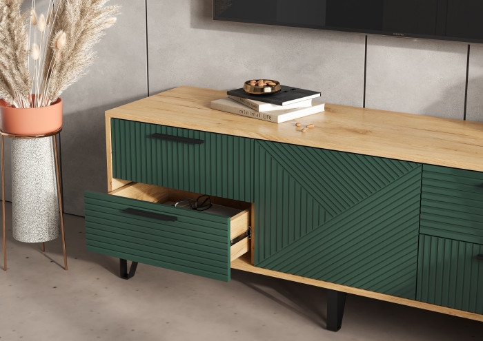 Флэш Тумба ТВ 1500 браш мени грин/дуб крафт