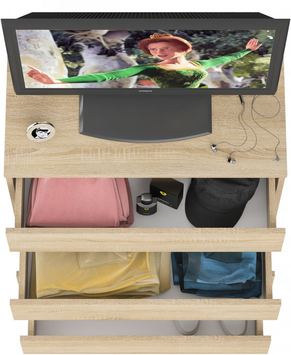 Мори Комод МК800.4, цвет дуб сонома, ШхГхВ 80,4х41х94 см.