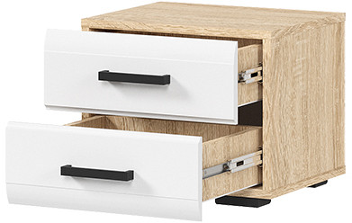 ЛИБЕРТИ ТБ 01 Тумба прикроватная (400х330х340) Фасад МДФ БЕЛЫЙ ГЛЯНЕЦ/Корпус ДУБ СОНОМА