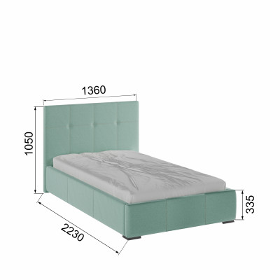 Рио Кровать интерьерная 120 мятный квадрат, ортопед