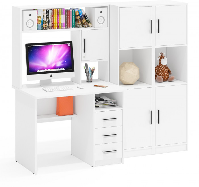 С-МД-СК9 Компоновка № 02, цвет белый шагрень, ШхГхВ 188х70х160 см., НЕ универсальная сборка