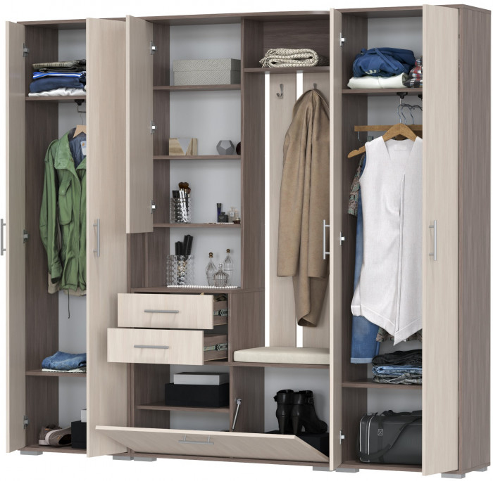 Прихожая Домино 4, бодега тёмный/бодега светлый