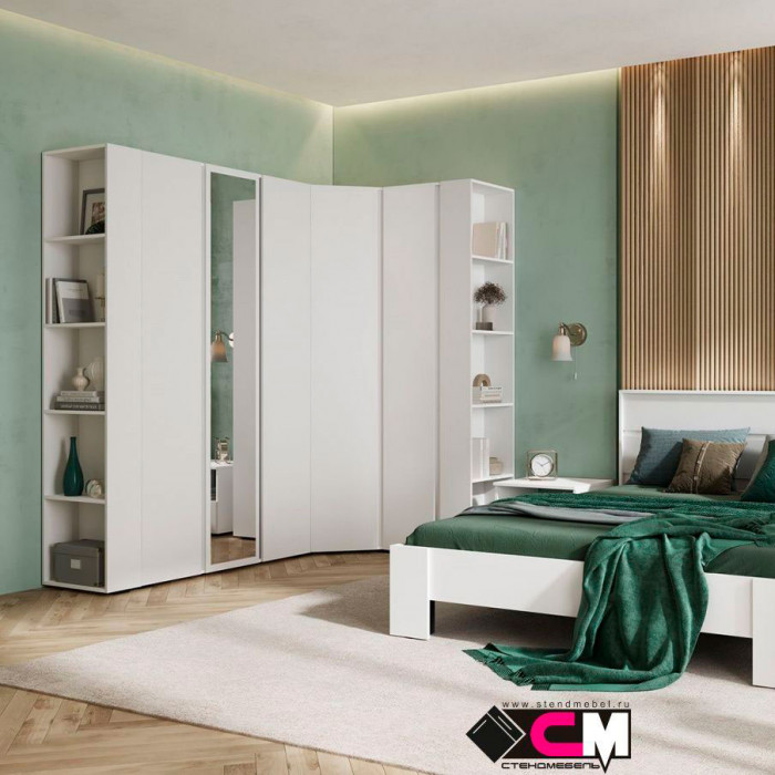 Хелен ШК 02 Шкаф 3х створчатый с зеркалом (1,200х2,100х0,460) белый/белый