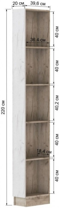 Руэлла Торцевое завершение дуб крафт серый/дуб крафт белый
