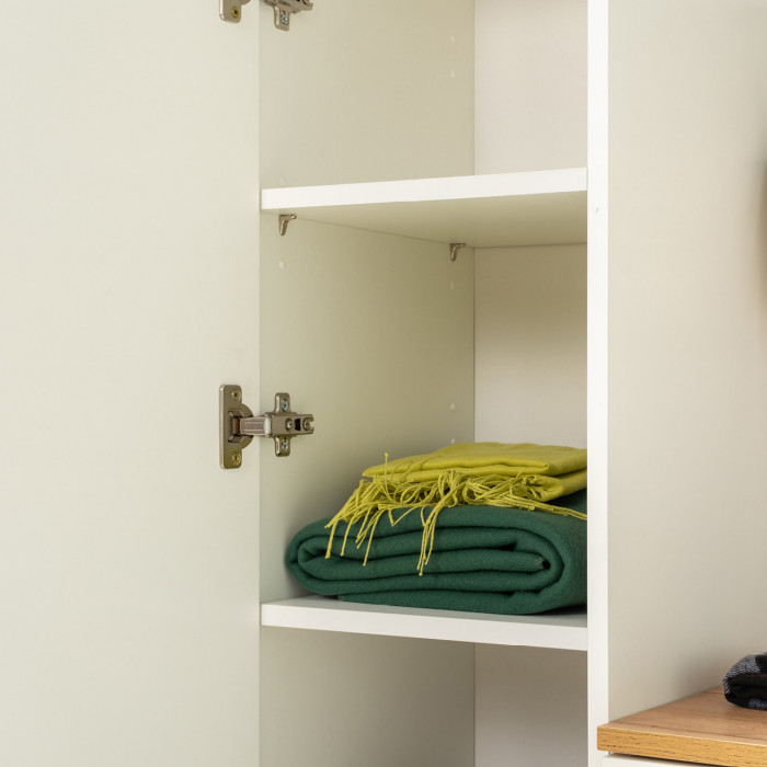 Октава Прихожая 28, белый шагрень/дуб крафт золотой/фасады МДФ белый шагрень