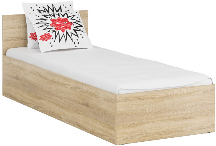 Кровать 0800 + Пенал Стандарт, цвет дуб сонома, ШхГхВ 83,5х203,5х70 + 45х52х200 см., сп.м. 800х2000 мм., без матраса, основание есть