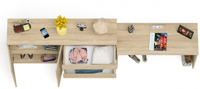 Мори письменный стол МСП1200.1 + Комод МК1600.1, дуб сонома