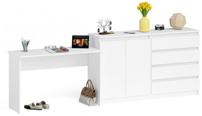 Мори письменный стол МСП1200.1 + Комод МК1600.1, белый