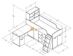 Детская кровать-чердак Дюймовочка-1, Венге / Дуб молочный