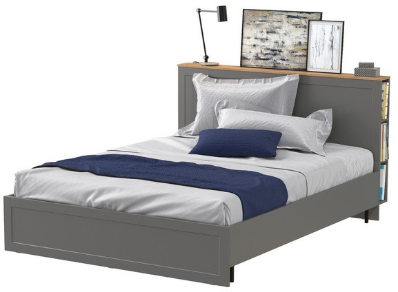 Остин 11.53 Кровать БЕЗ ортопеда, серый графит/дуб крафт золотой