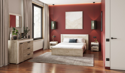 Спальня Адель, набор 2, Крафт серый/Крафт белый