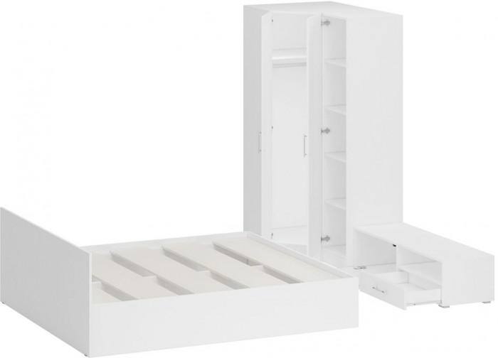 Спальня Стандарт 4-1800, белый/фасады ТВ тумбы МДФ белый глянец