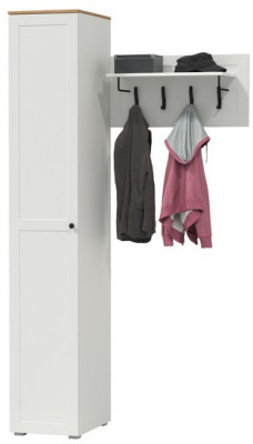 Остин Прихожая 13, цвет белый шагрень/дуб крафт золотой, ШхГхВ 119,7х54,3х229,6 см., универсальная сборка