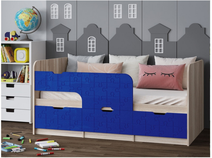 Детская кровать Юниор-9, 80х160 (Цитрус глянец, Ясень шимо светлый)