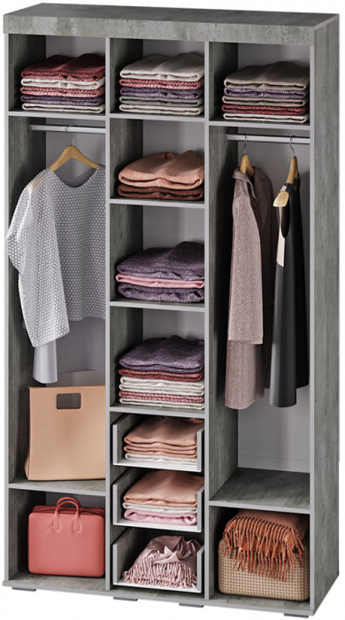 Шкаф для одежды и белья Инстайл ШК-30, бетон/белый