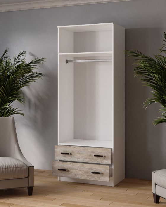 Шкаф 0,8 Лагуна с антресолью, Дуб делано/Белый