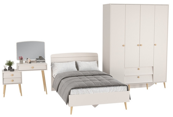 Афина Спальня 10-1200, цвет кашемир серый, сп.м. 1200х2000 мм., б/м, основание есть - фанера